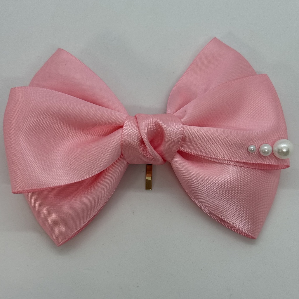 50mm幅両面サテンリボン使用 トリプルリボン ポニーフック 大ぶりリボン 大きめリボン シルバー ホワイト ブラック ピンク レッド ブルー イエロー ブラウン