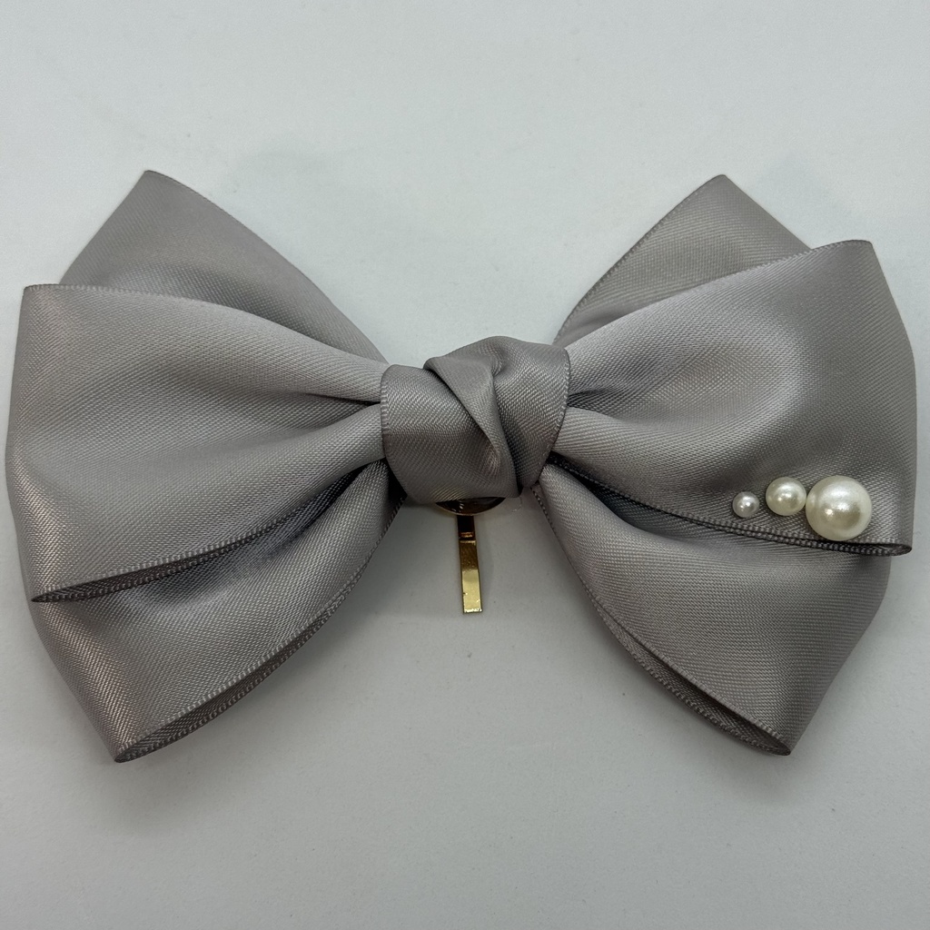 50mm幅両面サテンリボン使用 トリプルリボン ポニーフック 大ぶりリボン 大きめリボン シルバー ホワイト ブラック ピンク レッド ブルー イエロー ブラウン