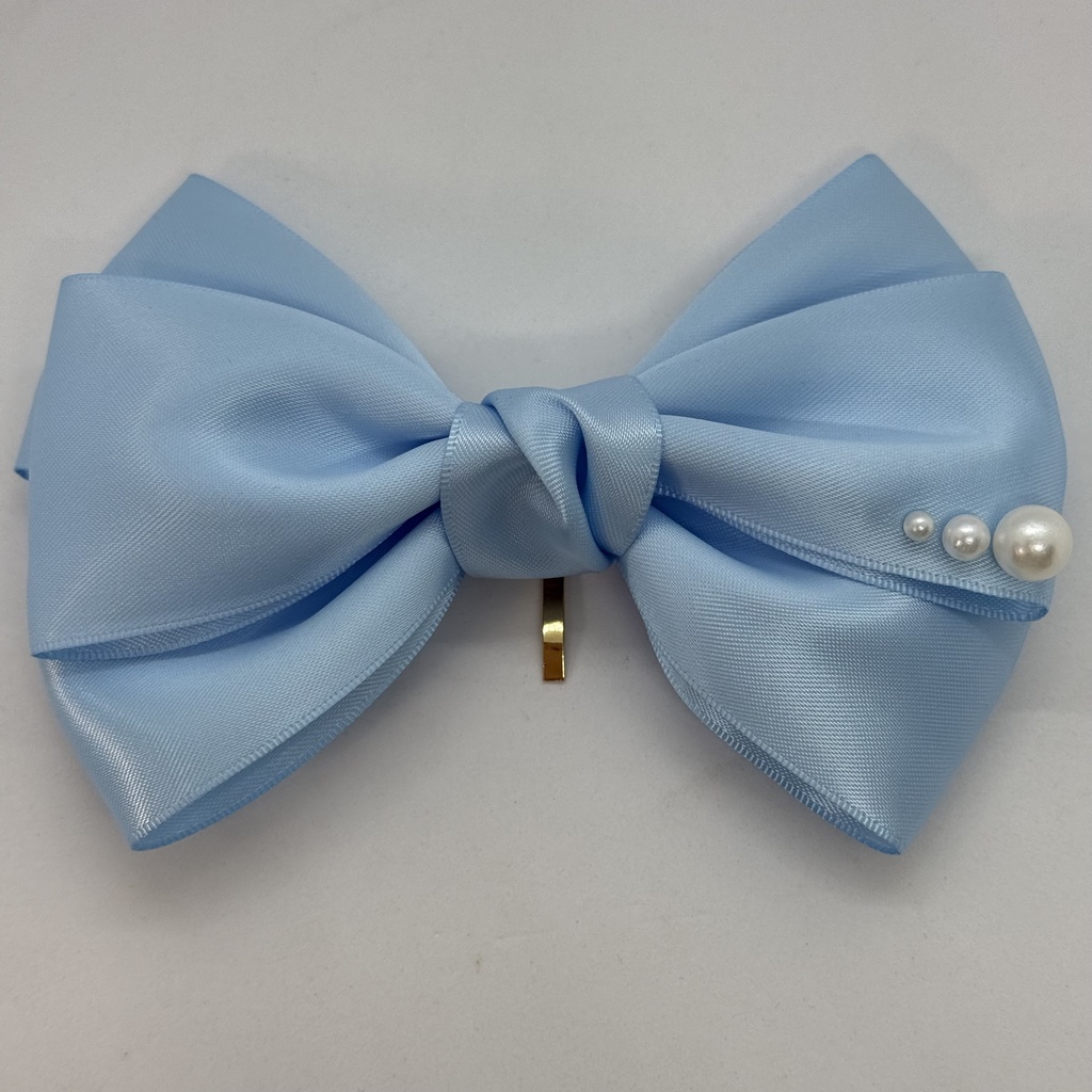 50mm幅両面サテンリボン使用 トリプルリボン ポニーフック 大ぶりリボン 大きめリボン シルバー ホワイト ブラック ピンク レッド ブルー イエロー ブラウン