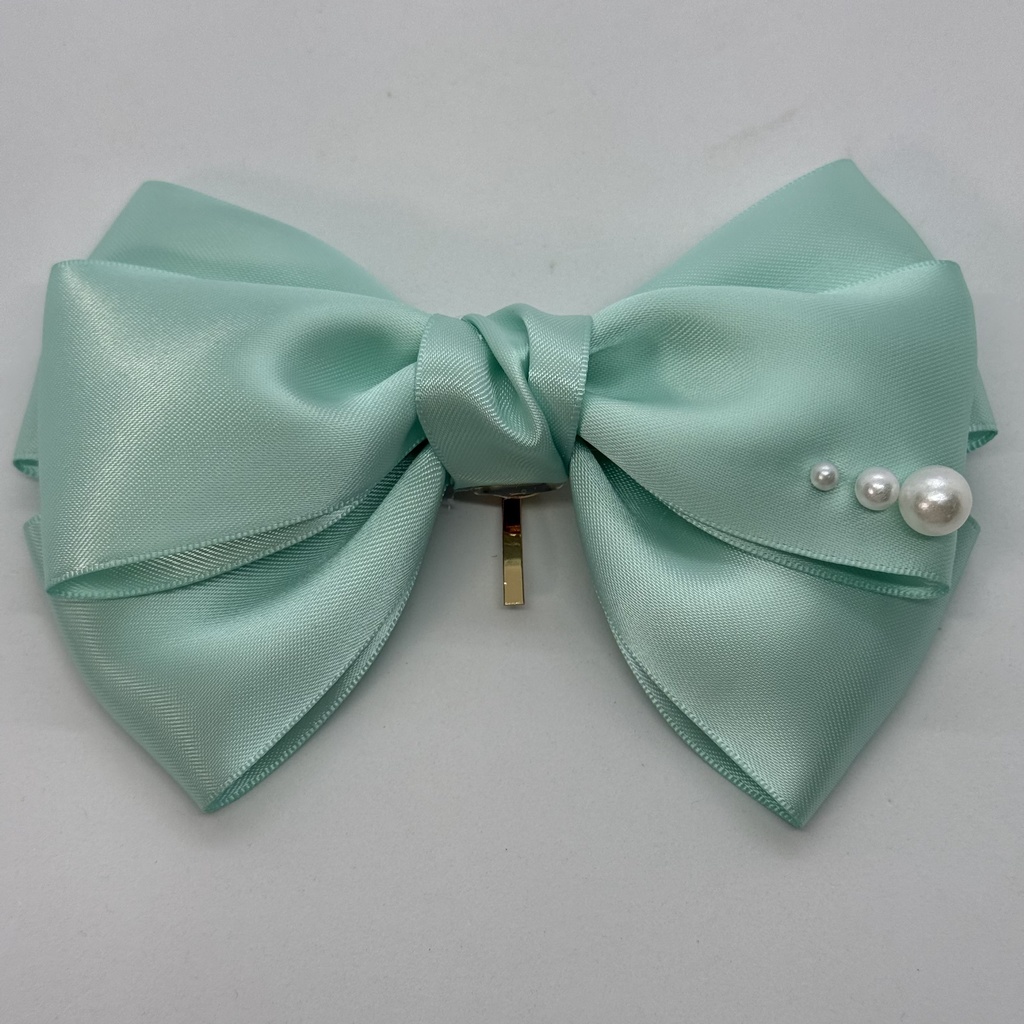 50mm幅両面サテンリボン使用 トリプルリボン ポニーフック 大ぶりリボン 大きめリボン シルバー ホワイト ブラック ピンク レッド ブルー イエロー ブラウン