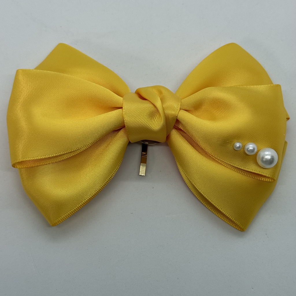 50mm幅両面サテンリボン使用 トリプルリボン ポニーフック 大ぶりリボン 大きめリボン シルバー ホワイト ブラック ピンク レッド ブルー イエロー ブラウン