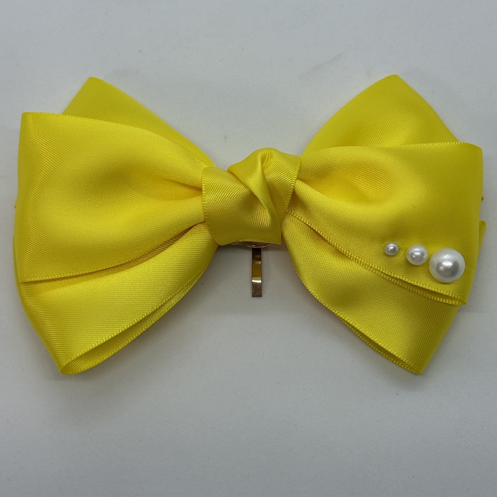 50mm幅両面サテンリボン使用 トリプルリボン ポニーフック 大ぶりリボン 大きめリボン シルバー ホワイト ブラック ピンク レッド ブルー イエロー ブラウン