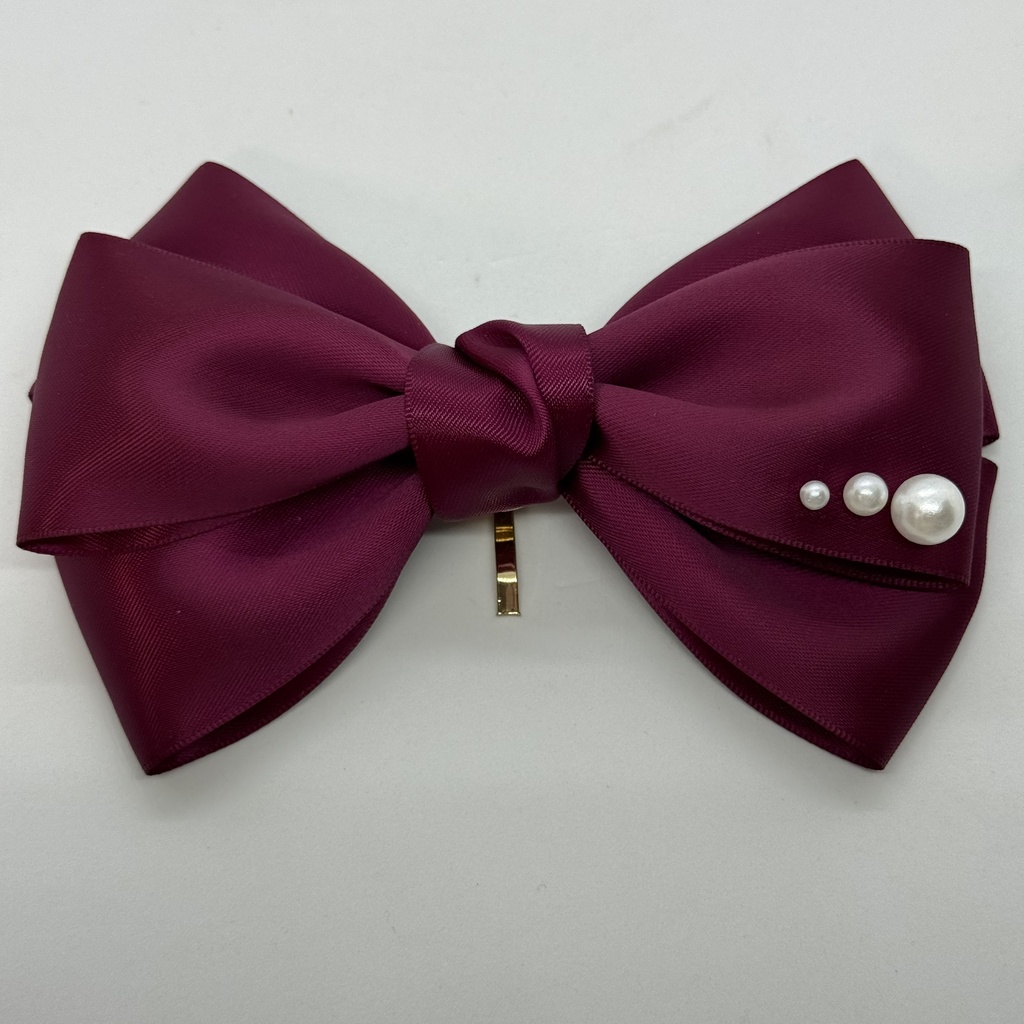 50mm幅両面サテンリボン使用 トリプルリボン ポニーフック 大ぶりリボン 大きめリボン シルバー ホワイト ブラック ピンク レッド ブルー イエロー ブラウン