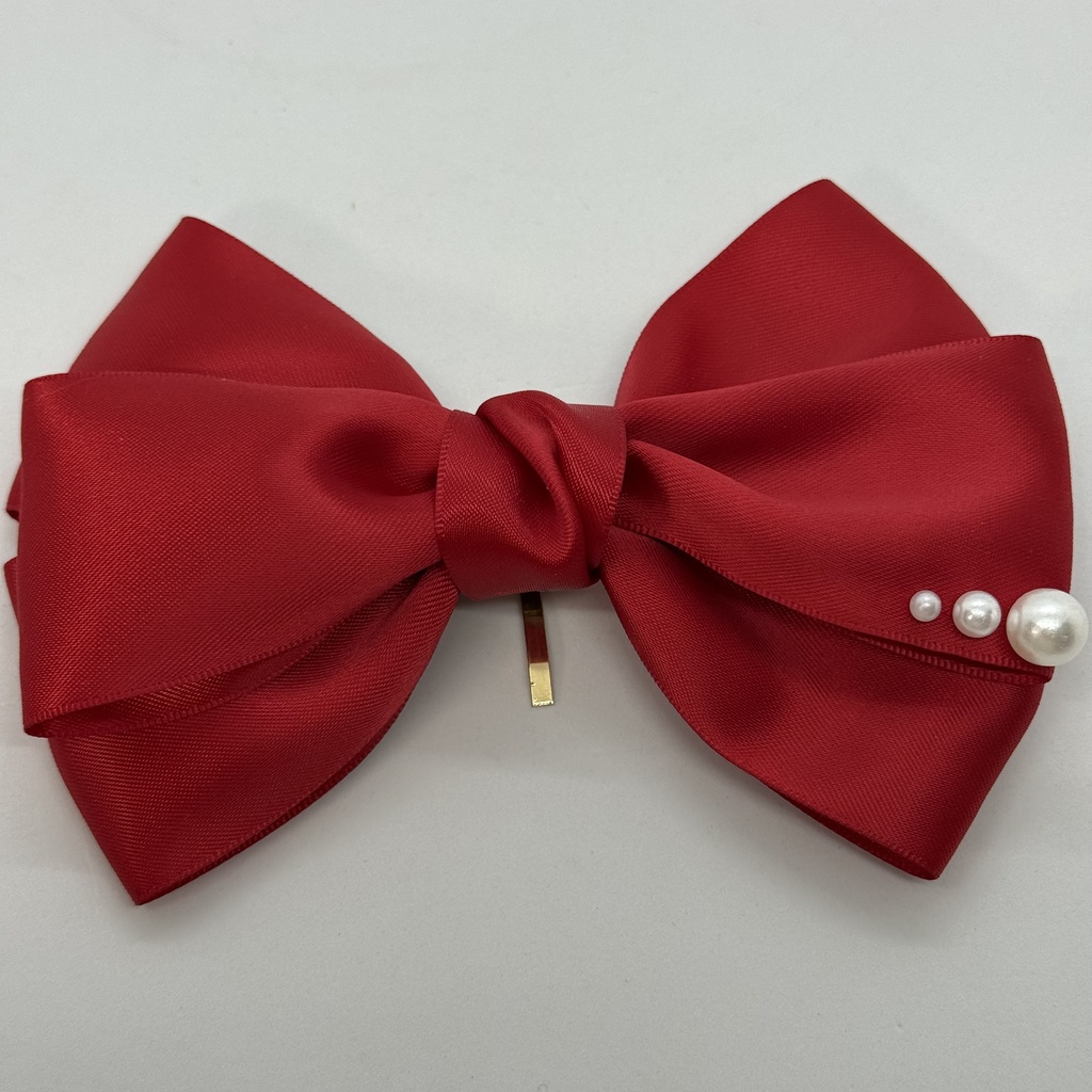 50mm幅両面サテンリボン使用 トリプルリボン ポニーフック 大ぶりリボン 大きめリボン シルバー ホワイト ブラック ピンク レッド ブルー イエロー ブラウン