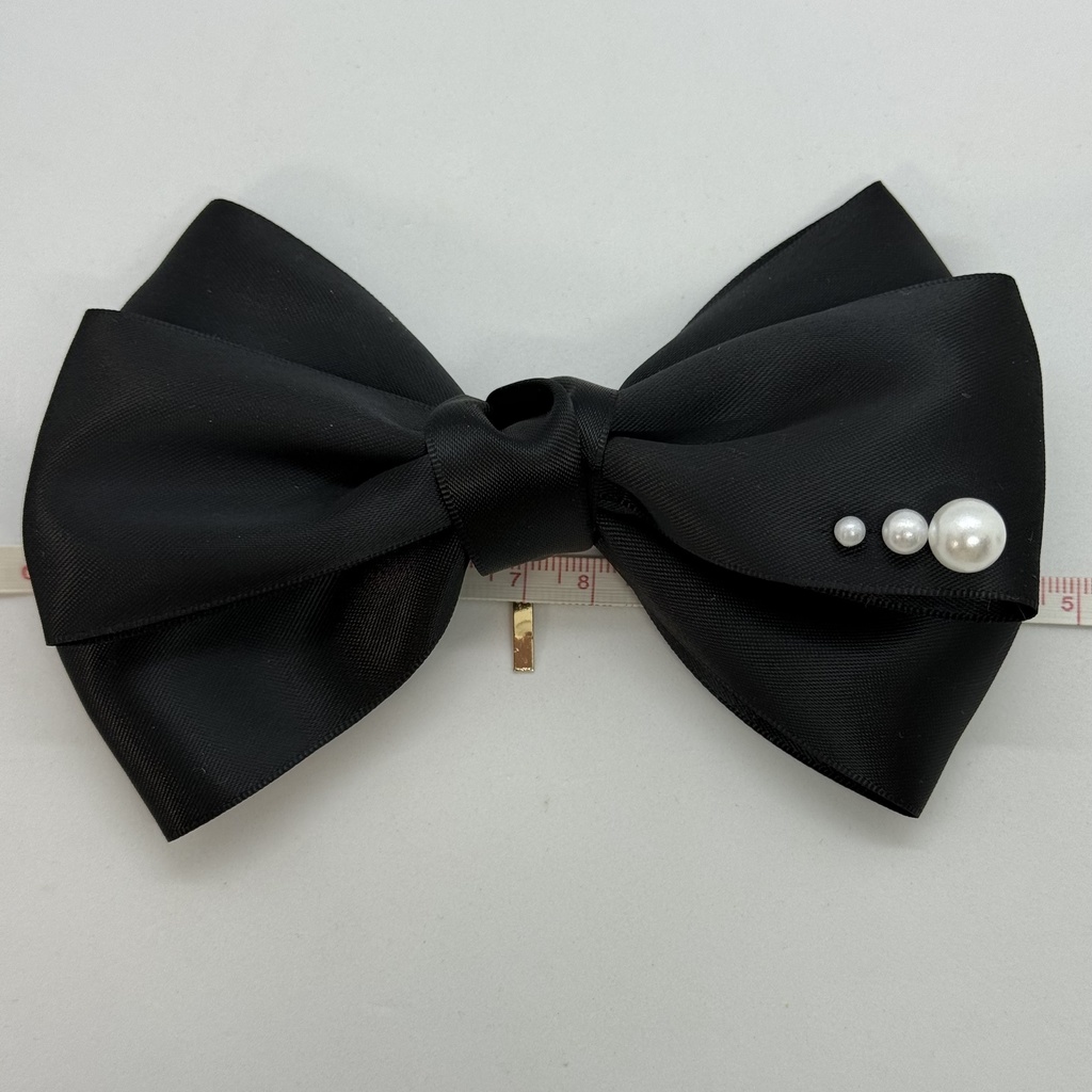 50mm幅両面サテンリボン使用 トリプルリボン ポニーフック 大ぶりリボン 大きめリボン シルバー ホワイト ブラック ピンク レッド ブルー イエロー ブラウン