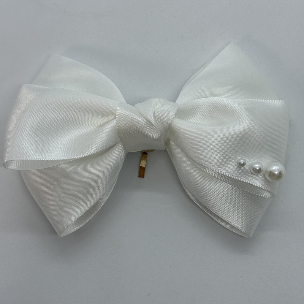 50mm幅両面サテンリボン使用 トリプルリボン ポニーフック 大ぶりリボン 大きめリボン シルバー ホワイト ブラック ピンク レッド ブルー イエロー ブラウン