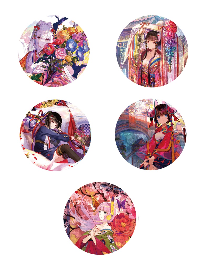 藤ちょこ　ガチャガチャ　缶バッジ「百花の季節」