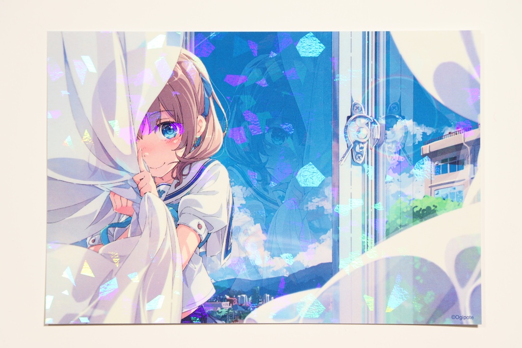 荻pote　ホログラムポストカード　青透