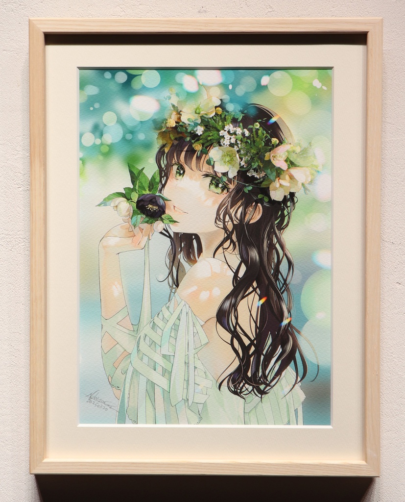 成瀬ちさと　複製原画８　クリスマスローズの花かんむり【受注生産】