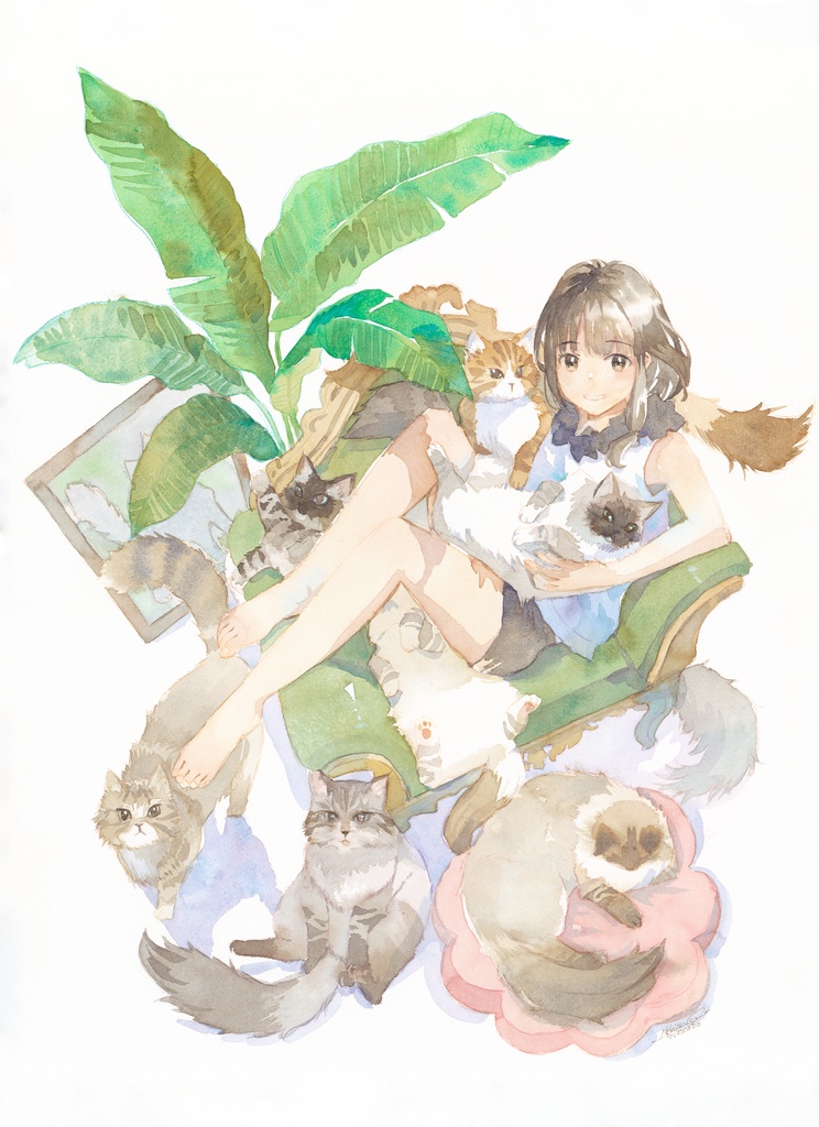 成瀬ちさと　複製原画１６Ｓ　 ねこまつり【受注生産】