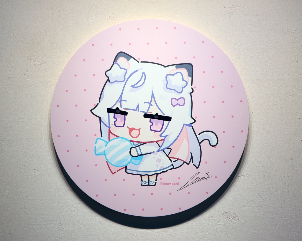 イコモチ　円形木製パネル　みしろ　直筆サイン入り【１点限定】