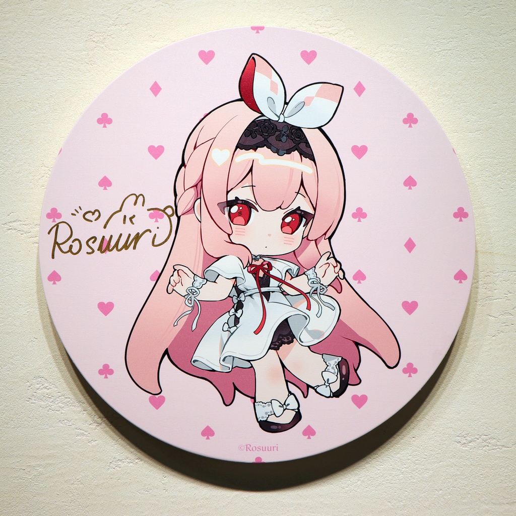 Rosuuri　円形木製パネル　B　直筆サイン入り【１点限定】