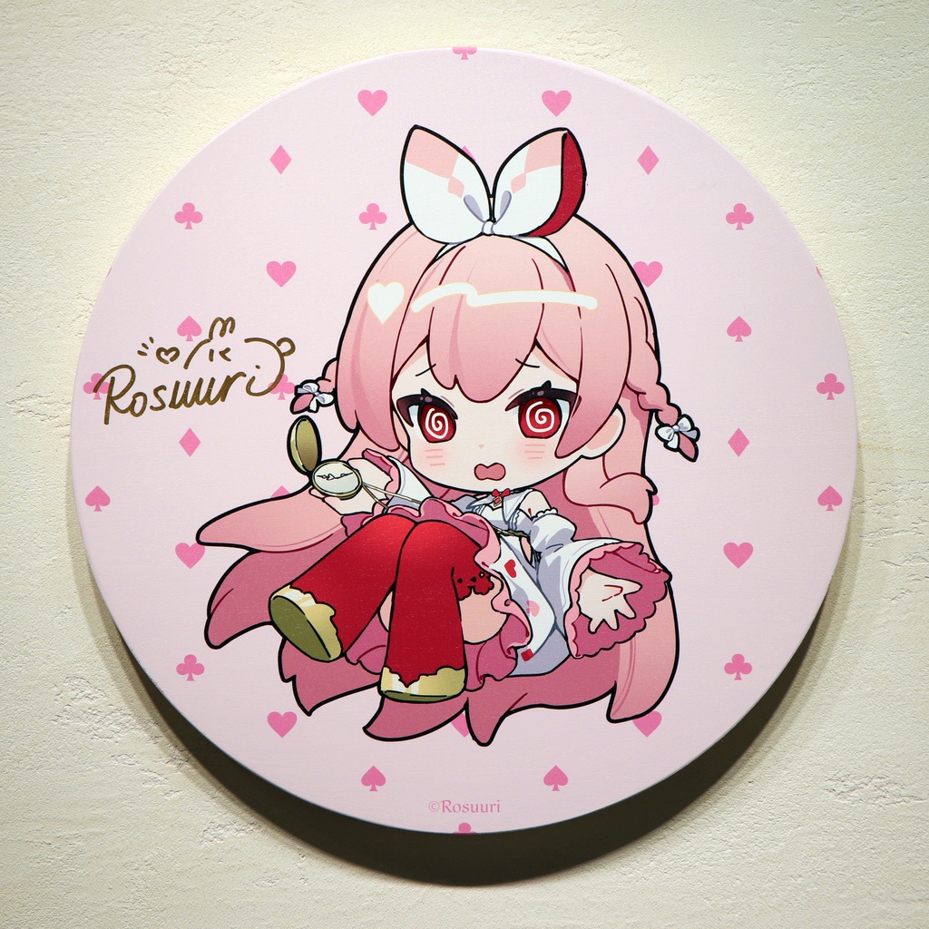 Rosuuri　円形木製パネル　A　直筆サイン入り【１点限定】