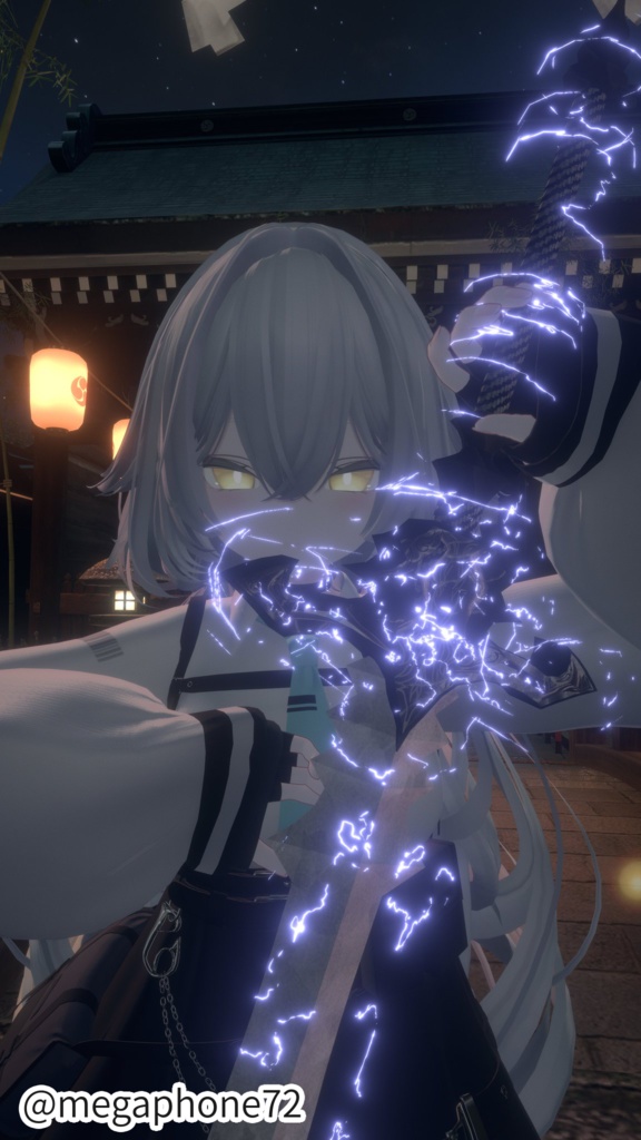 ランダムに動く帯電エフェクト 【髪・服など部位を指定して適用可能】