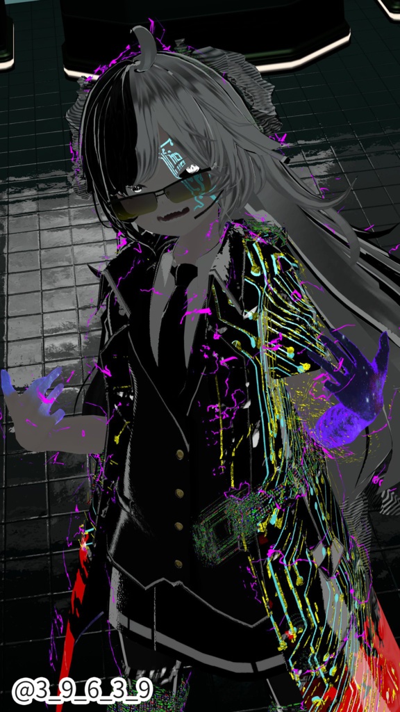 ランダムに動く帯電エフェクト 【髪・服など部位を指定して適用可能】