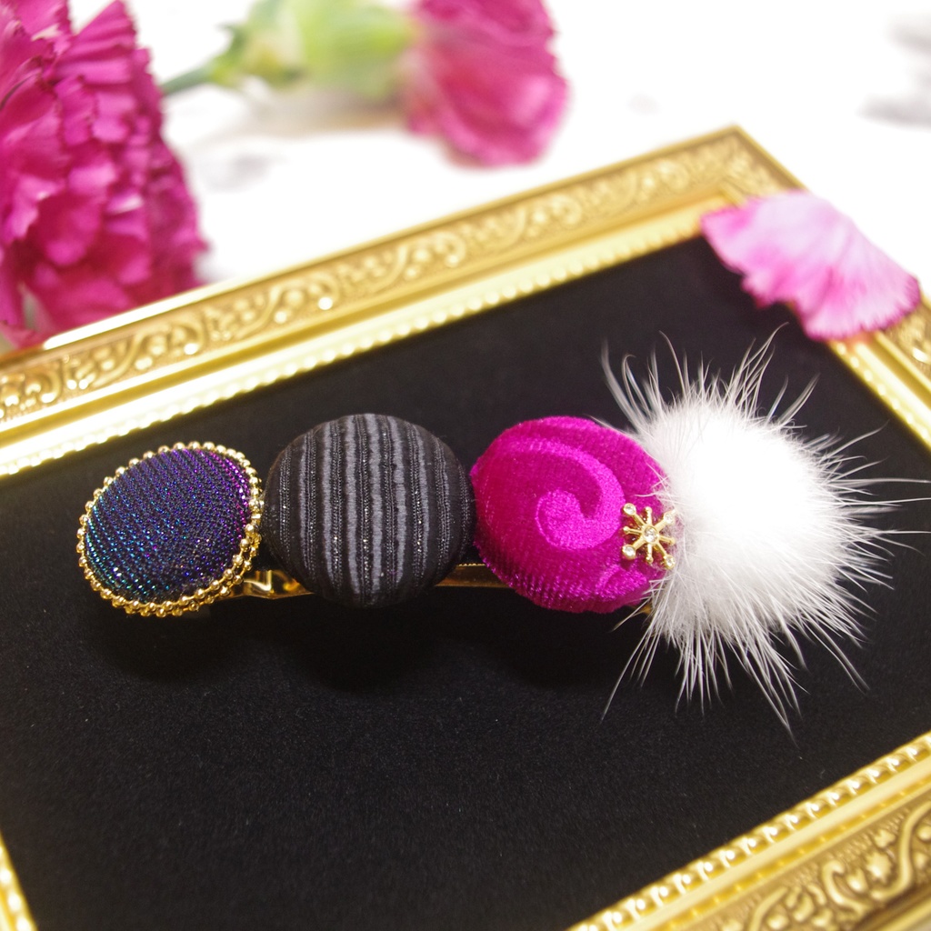 刀ミュ 千子村正イメージくるみボタンバレッタ