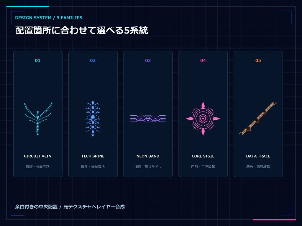 CYBER BODY MARKS Vol.01|VRoid・VRChat向け サイバーボディマーク透過PNG 30種