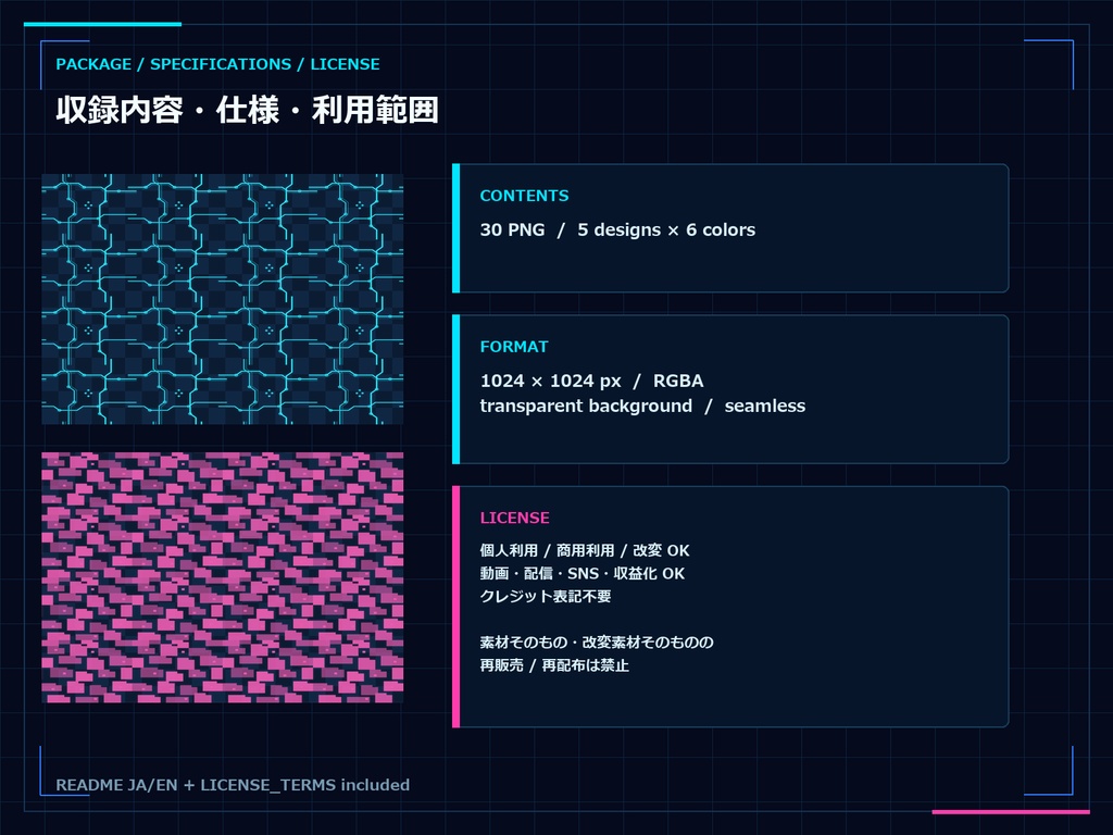 CYBER CLOTHING PATTERNS Vol.01|VRoid・VRChat向け サイバー衣装テクスチャ30種