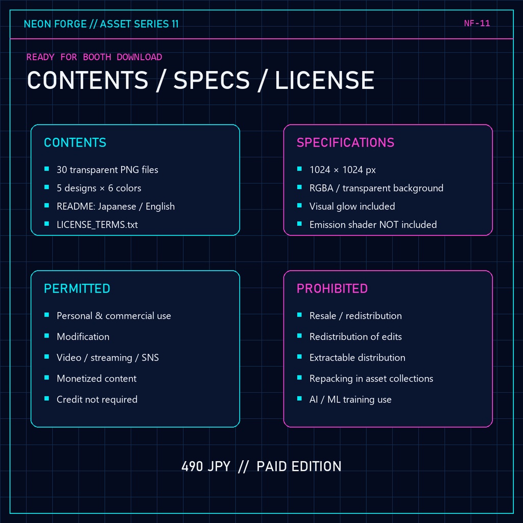 CYBER HAIR ACCENTS Vol.01|VRoid・VRChat向け サイバー髪ハイライト・発光アクセント透過PNG 30種