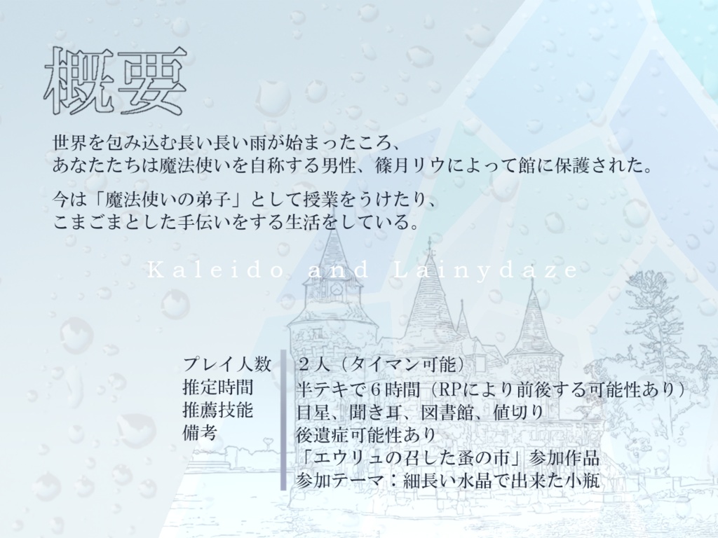 【CoC6版シナリオ】「涸れ井戸とレイニーデイズ」【SPLL:E119499】