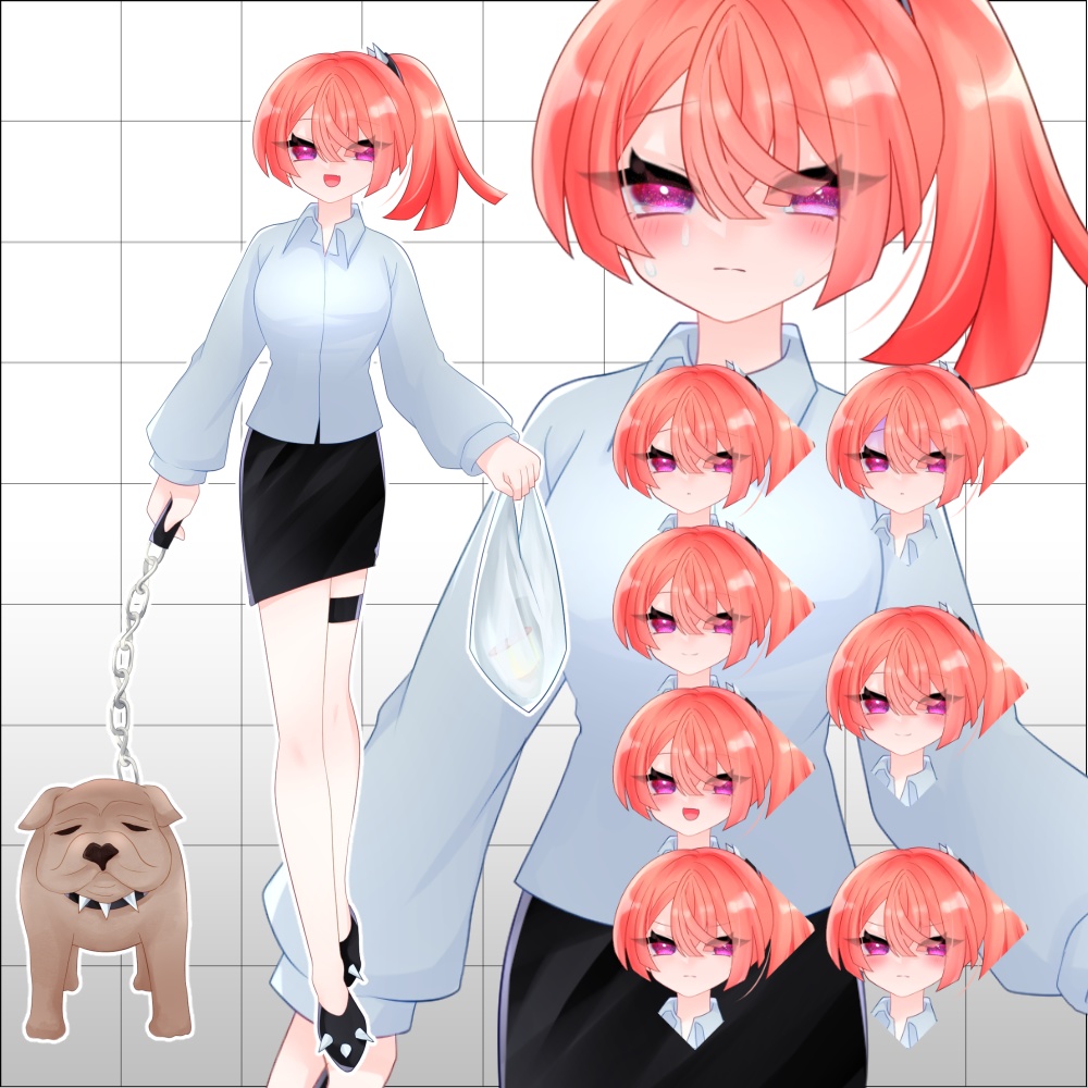 ブルドッグ連れ【立ち絵素材】