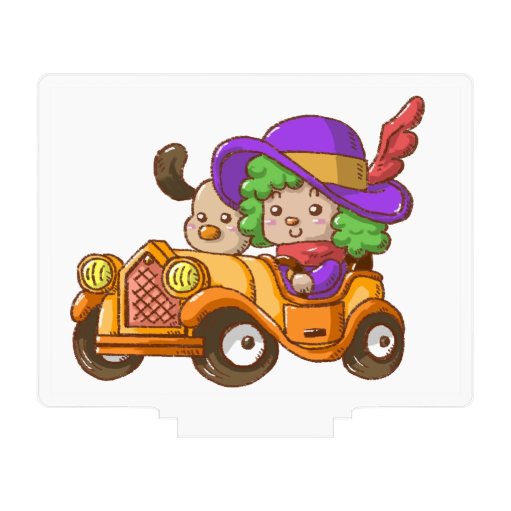 アクリルフィギュア・車に乗る犬と少年