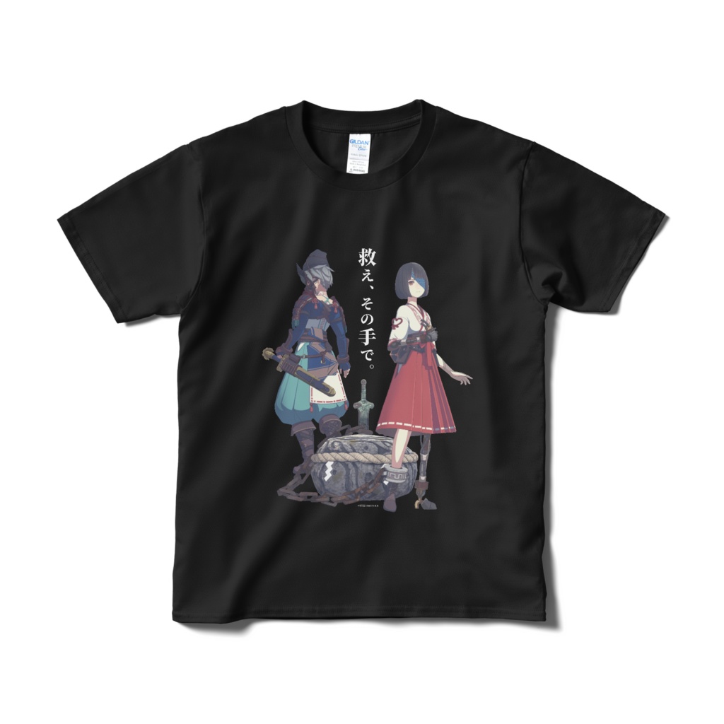 『オノゴロ物語』救え－ハル＆マサタケ（A）Tシャツ[黒]