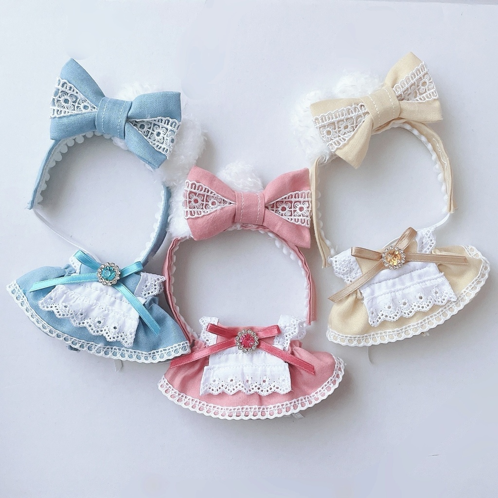 【6色】ぬい服/10~12cm(ちびぐるみサイズ)/うさ耳付きメイド服