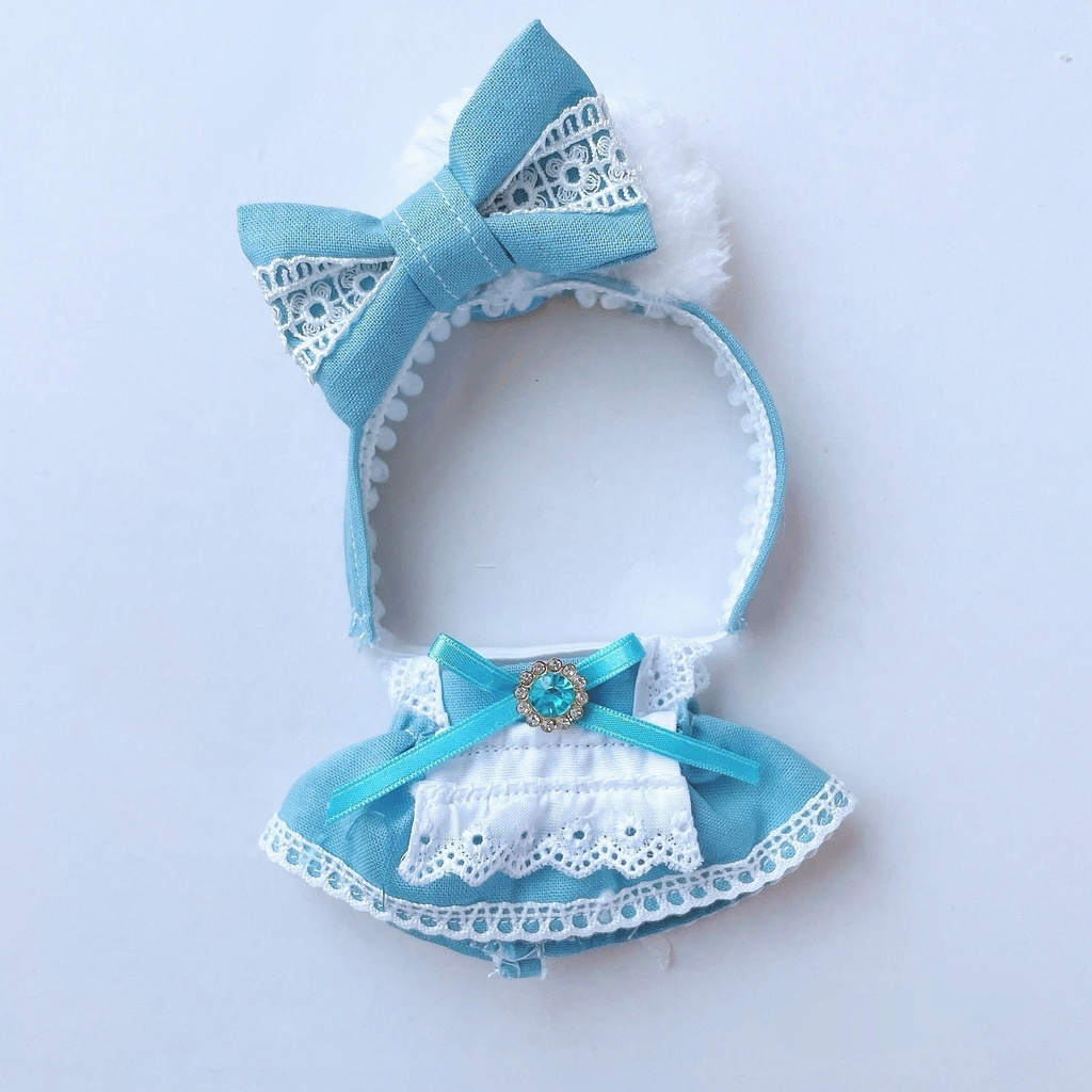 【6色】ぬい服/10~12cm(ちびぐるみサイズ)/うさ耳付きメイド服