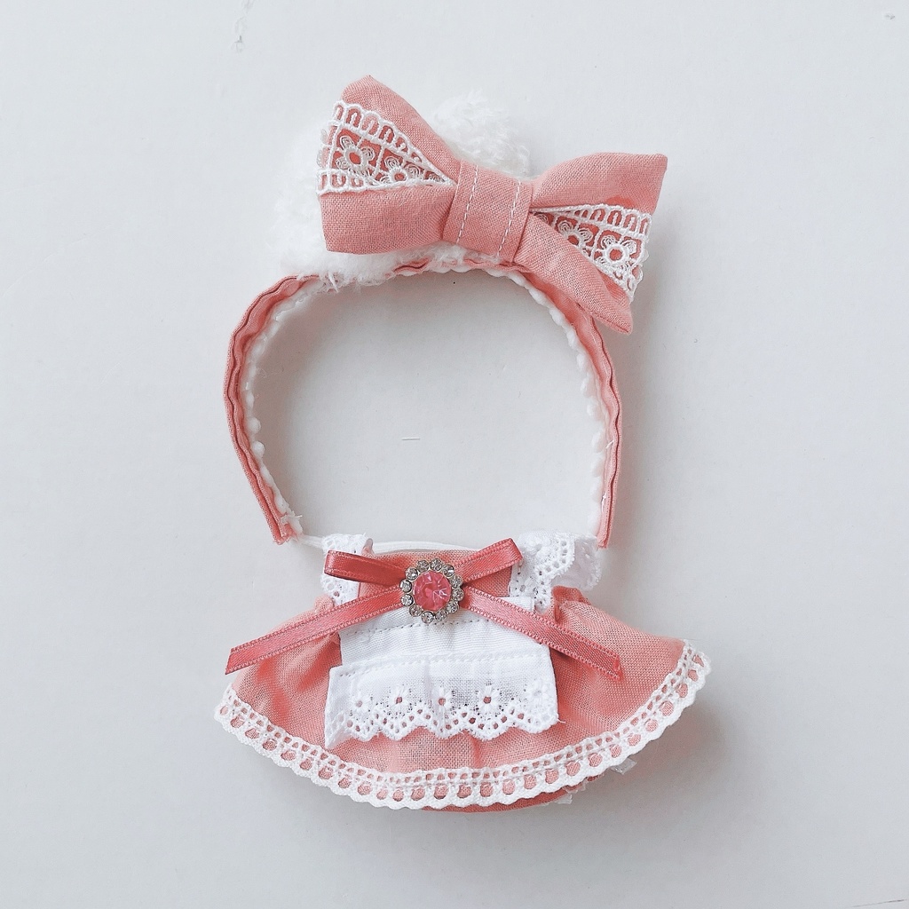 【6色】ぬい服/10~12cm(ちびぐるみサイズ)/うさ耳付きメイド服