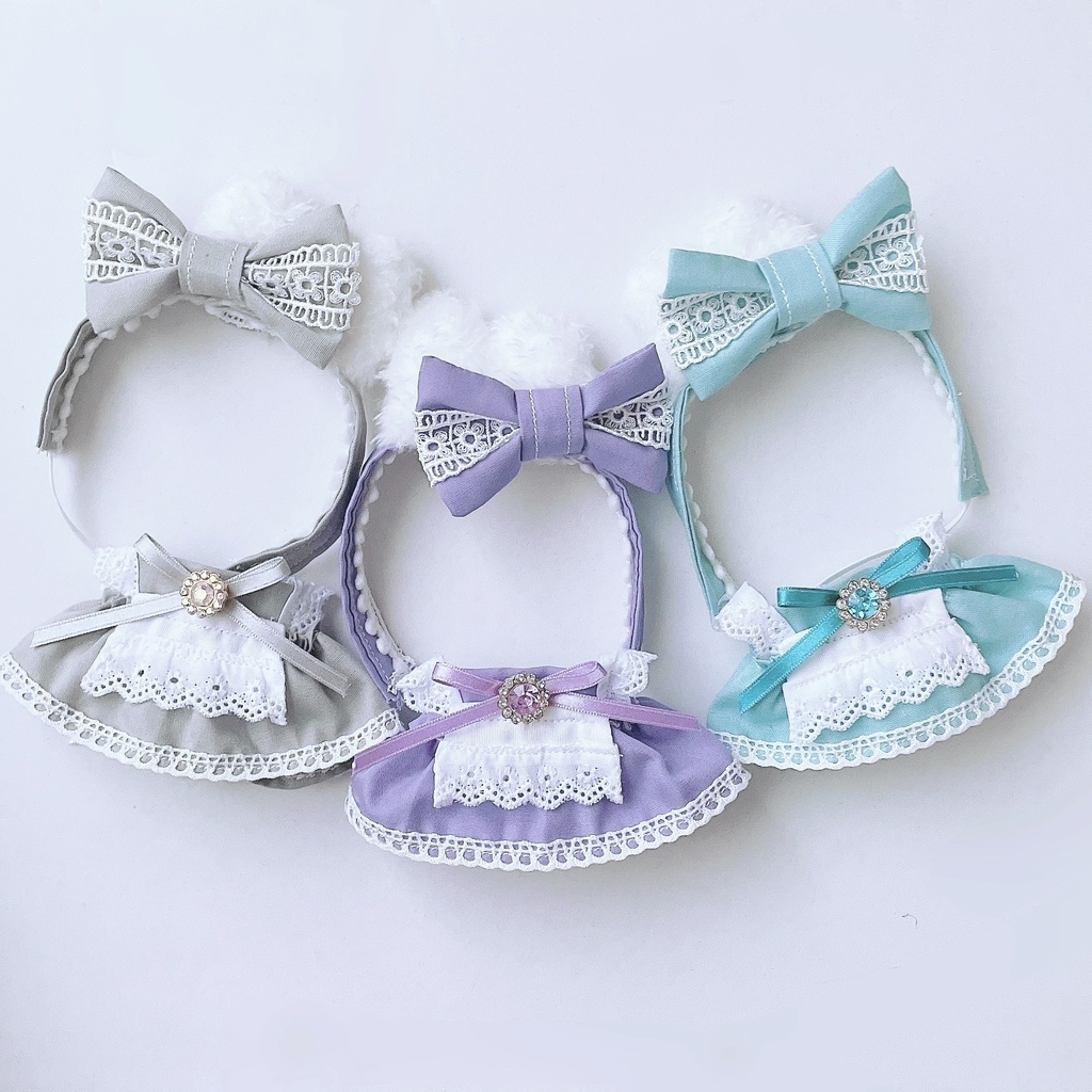 【6色】ぬい服/10~12cm(ちびぐるみサイズ)/うさ耳付きメイド服