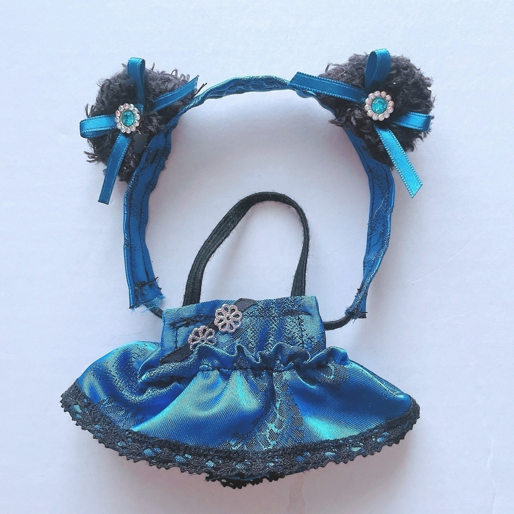 【6色】ぬい服/ちびぐるみサイズ/パンダ耳チャイナドレス/10-12cm/チャイナ服