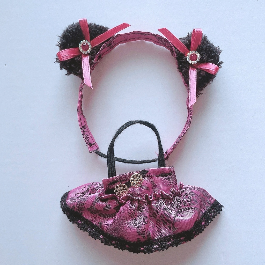 【6色】ぬい服/ちびぐるみサイズ/パンダ耳チャイナドレス/10-12cm/チャイナ服