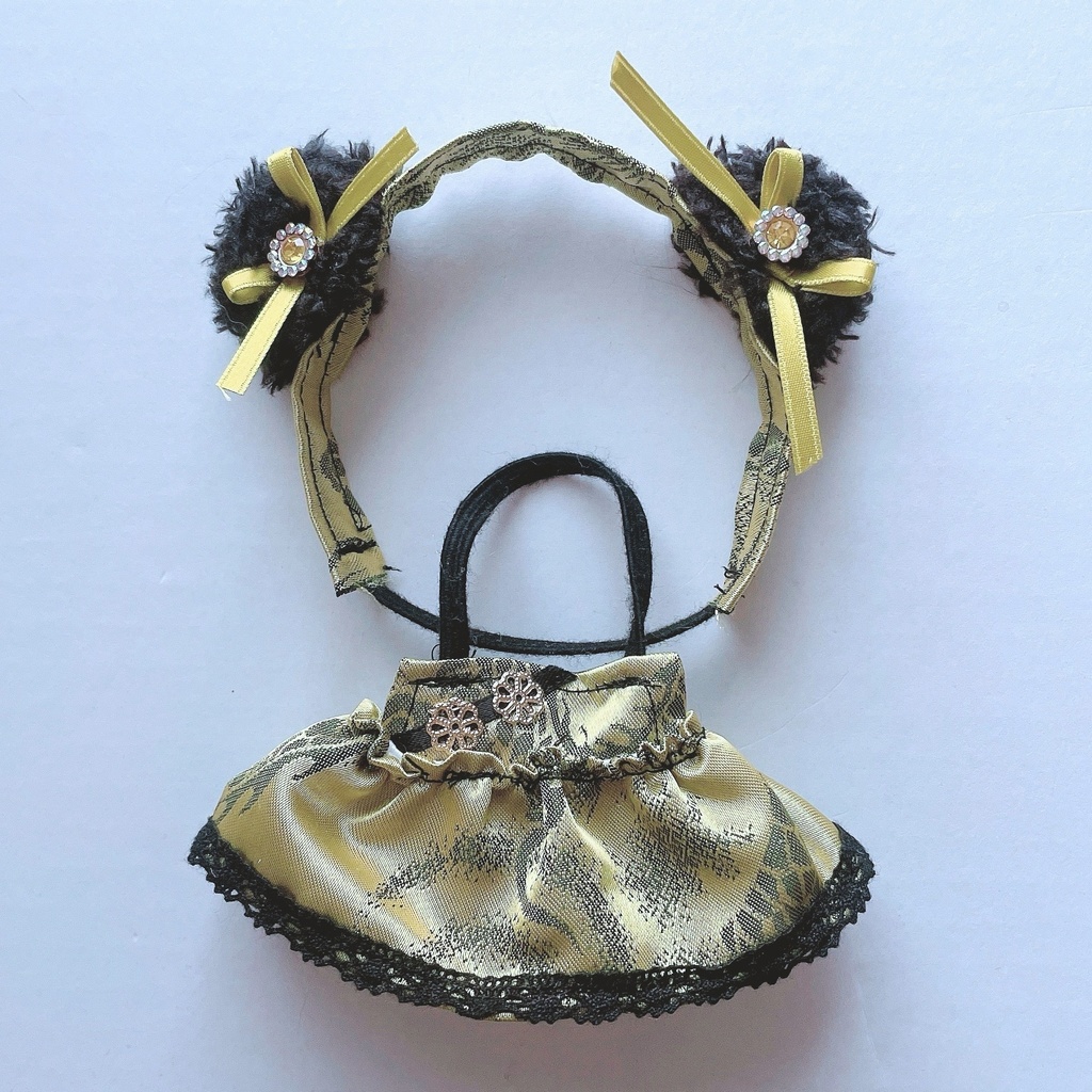 【6色】ぬい服/ちびぐるみサイズ/パンダ耳チャイナドレス/10-12cm/チャイナ服