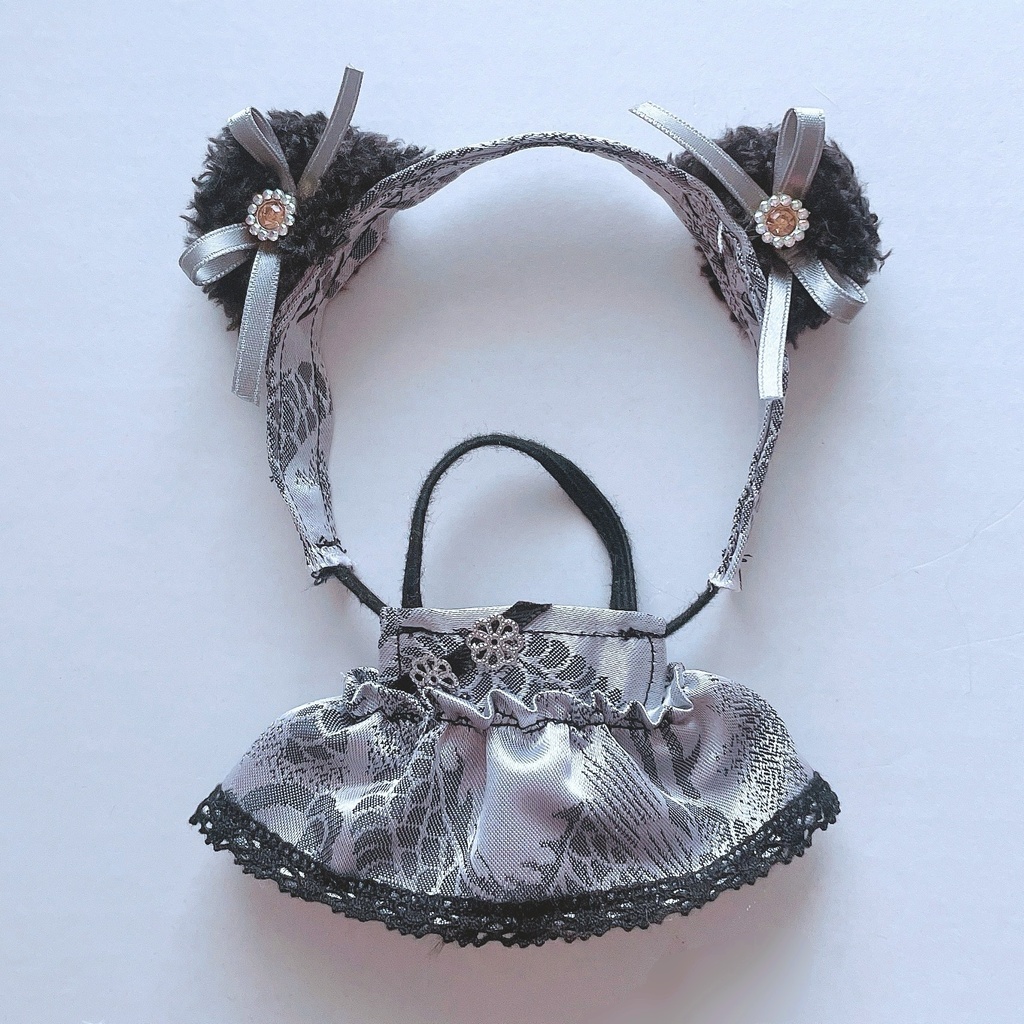 【6色】ぬい服/ちびぐるみサイズ/パンダ耳チャイナドレス/10-12cm/チャイナ服