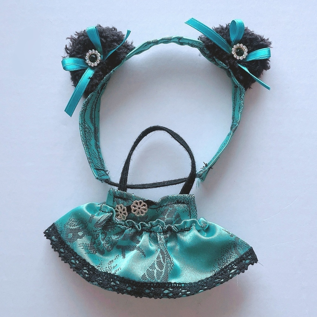 【6色】ぬい服/ちびぐるみサイズ/パンダ耳チャイナドレス/10-12cm/チャイナ服