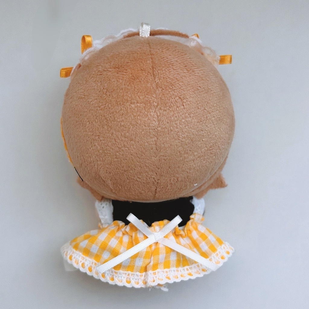 【3色】ちびぐるみ服/メイド服/ギンガムチェック/ぬい服/ピンク水色黄色/10cmぬいぐるみ服/ヘッドドレス