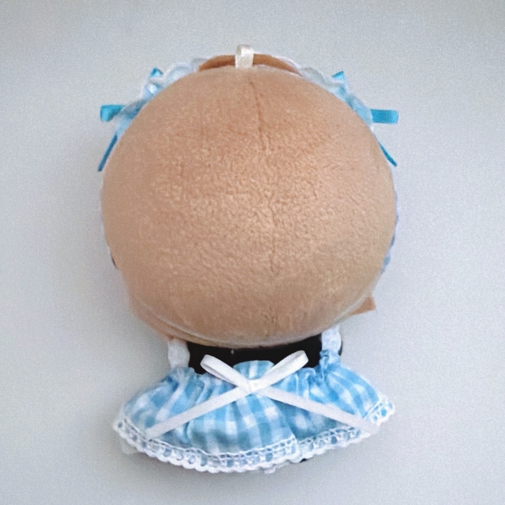 【3色】ちびぐるみ服/メイド服/ギンガムチェック/ぬい服/ピンク水色黄色/10cmぬいぐるみ服/ヘッドドレス