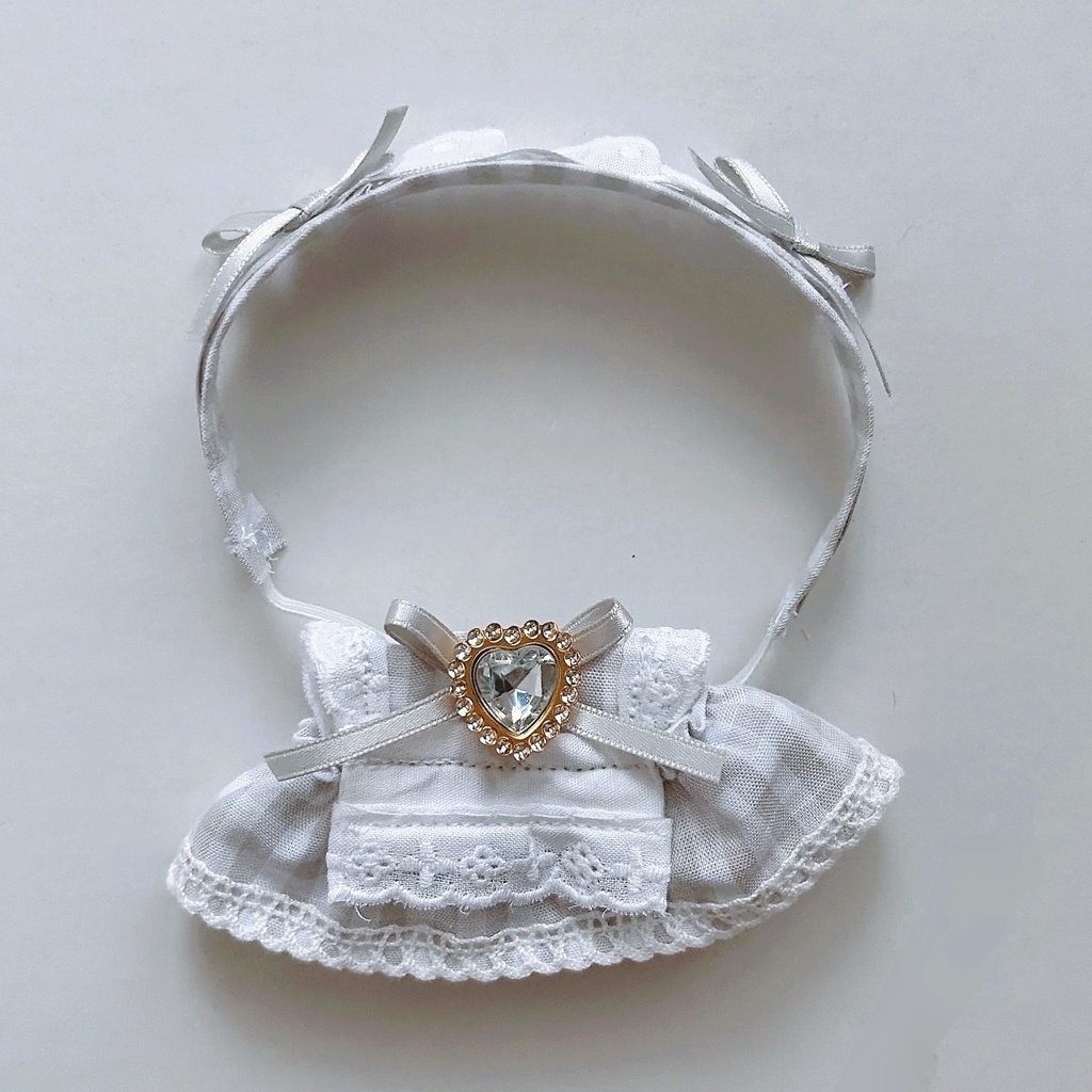 【4色】ちびぐるみ服/メイド服/ギンガムチェック/ぬい服/ピンク水色黄色グレー/10cmぬいぐるみ服/ヘッドドレス