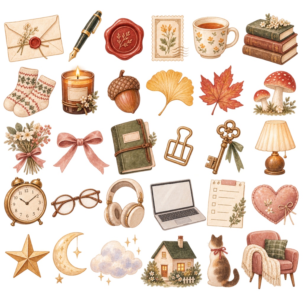 Cozy Autumn｜大人かわいい秋のデジタルステッカー30点