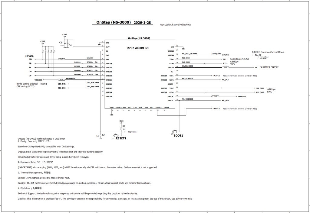 OnStep NS-3000 (Unofficial Derivative) [Slew 0.8 / Standard–High Speed Motors]