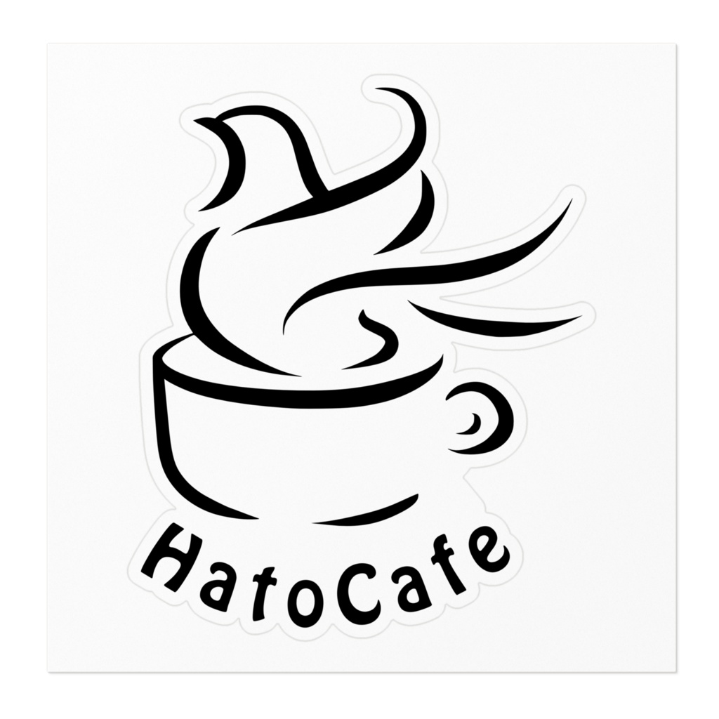 鳩カフェステッカー(白)