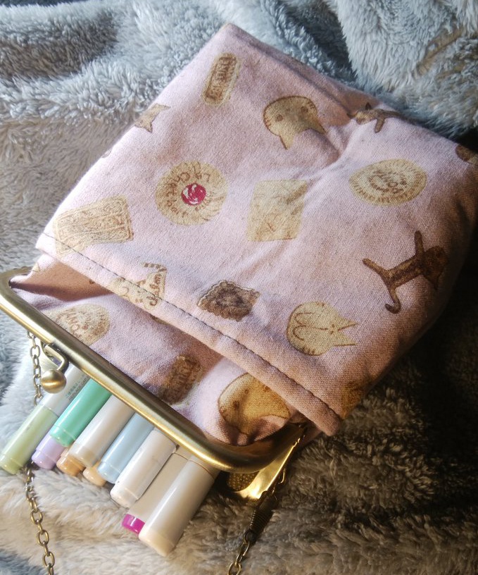 がま口ポーチ桃色