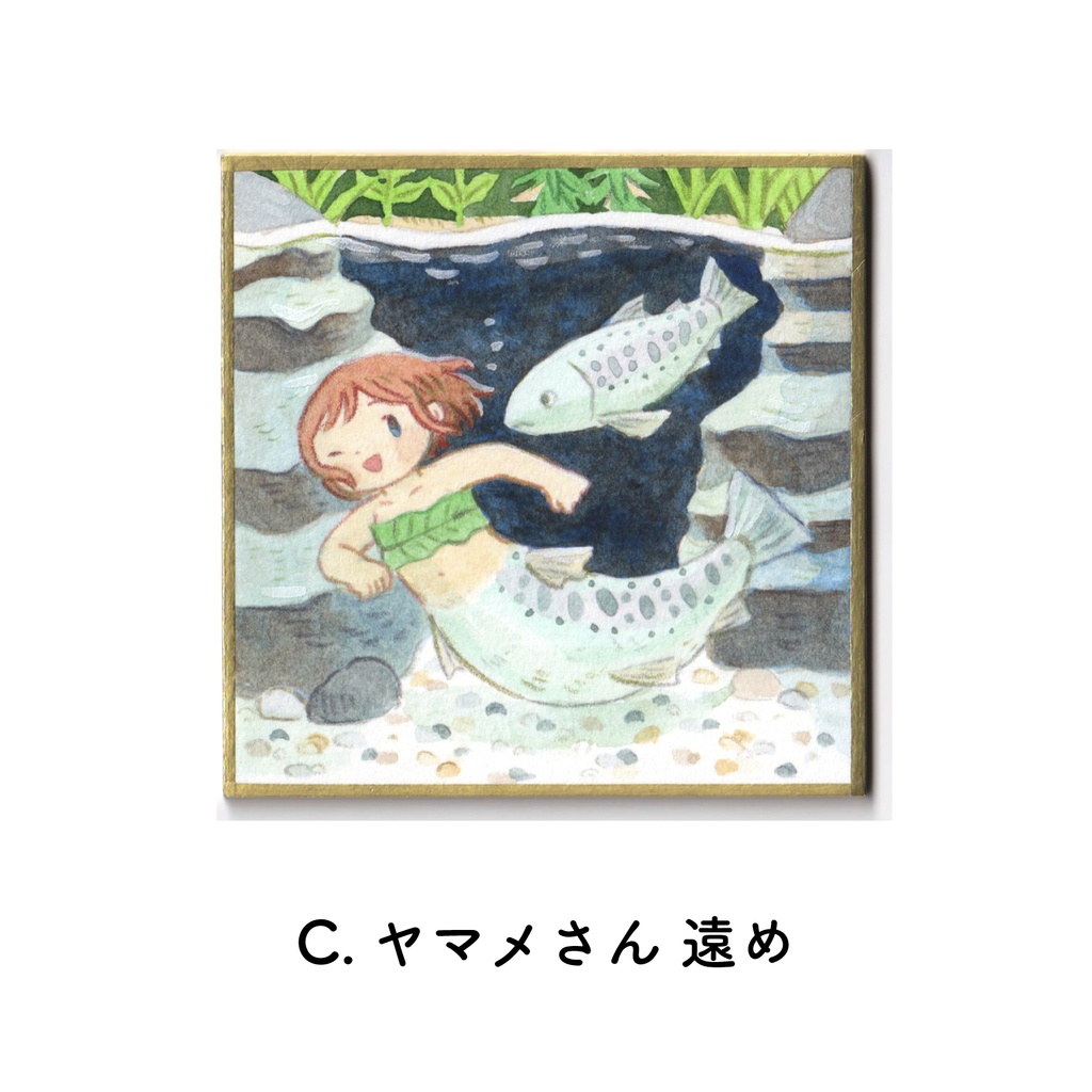 川の人魚のミニ色紙原画