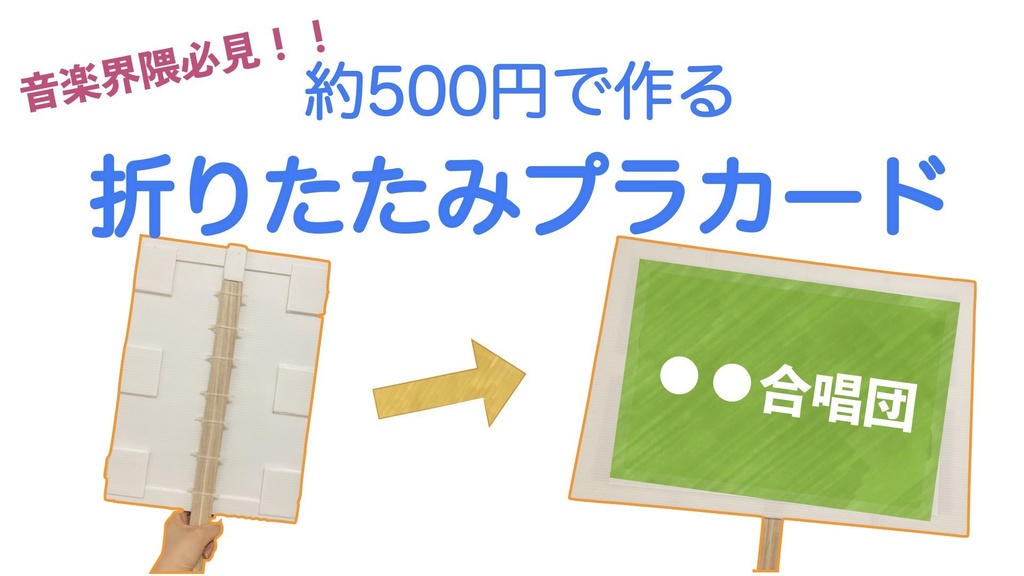折りたたみプラカード　作り方&パーツカットガイドシート