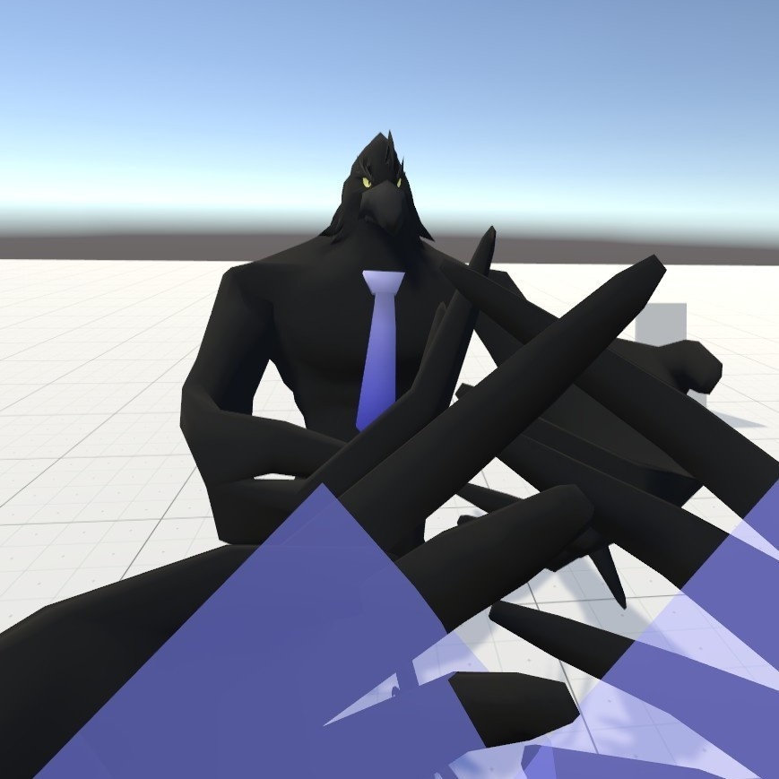 VRChat用アバター「椅子をワールド固定で設置したり背中に人を載せられるカラスアバター」【オリジナル3Dモデル】