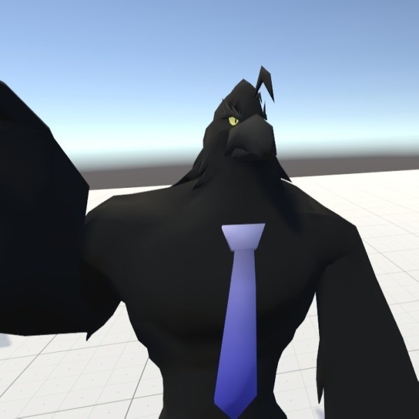 VRChat用アバター「椅子をワールド固定で設置したり背中に人を載せられるカラスアバター」【オリジナル3Dモデル】