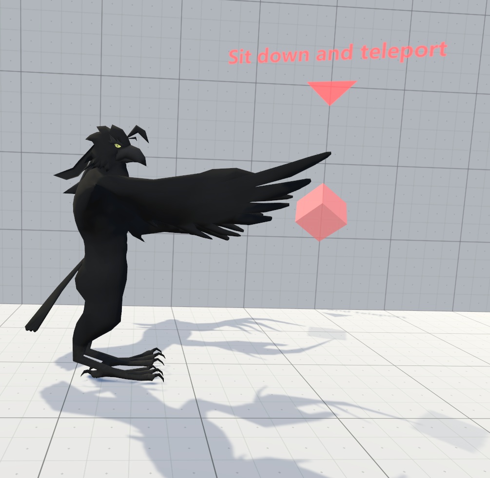 VRChat用アバター「テレポータ設置&コライダージャンプできるカラス」【オリジナル3Dモデル】(旧バージョン)