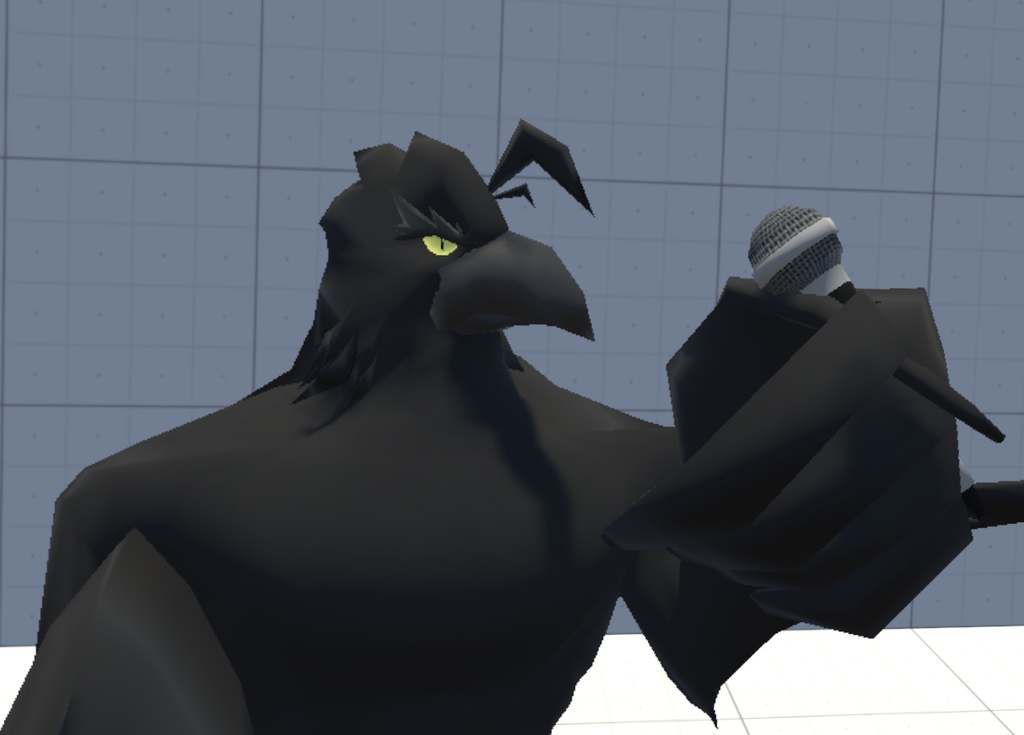 VRChat用アバター「3Dテレビ設置&テレビカメラ装備&コライダージャンプできるカラス」【オリジナル3Dモデル】