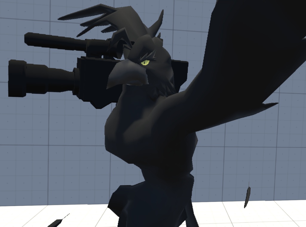 VRChat用アバター「3Dテレビ設置&テレビカメラ装備&コライダージャンプできるカラス」【オリジナル3Dモデル】